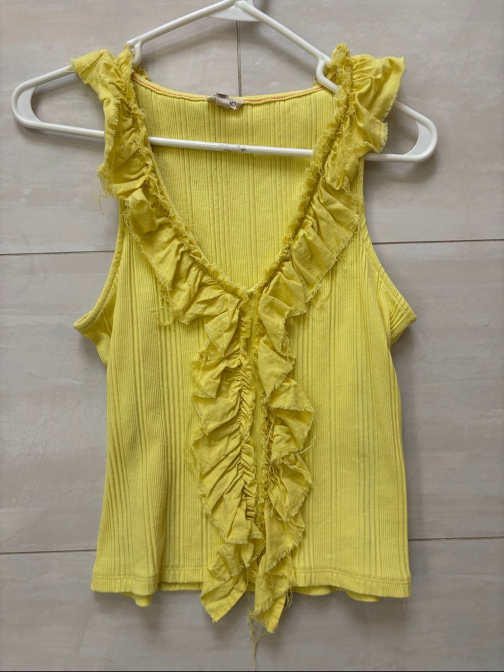Women’s Yellow Ruffle V-Neck Tank Top